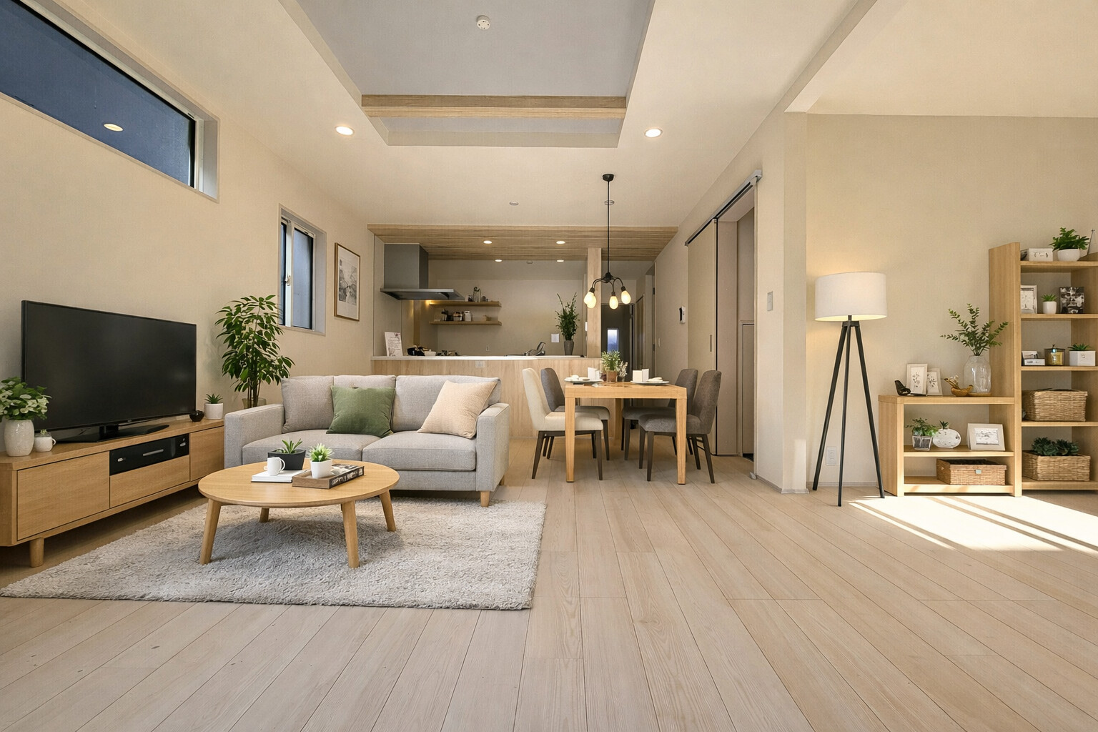 ☆大空間リビングは家族のオアシスへ☆ 毎日家族が笑顔で生活する空間であるリビング。※家具はＣＧとなります。