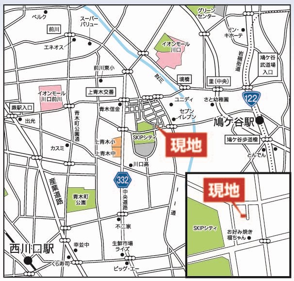 カーナビインプット【川口市上青木４－１４ー１３】付近とご入力ください。